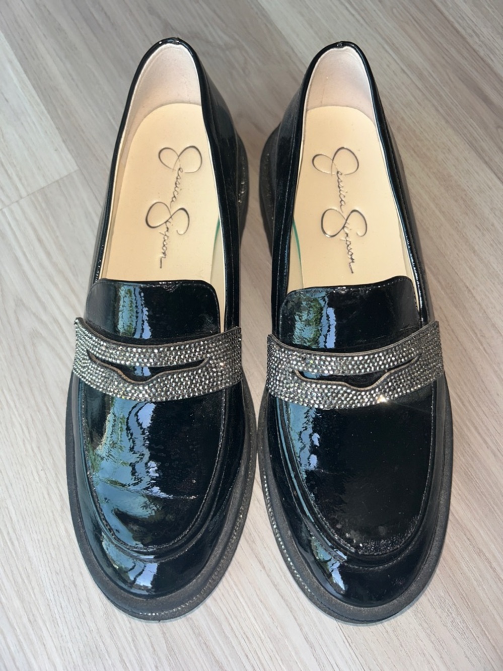 Jessica Simpson Evelyn Penny 
Loafer 10 Black Silver Crystal Glam Platform - Picture 3 of 12